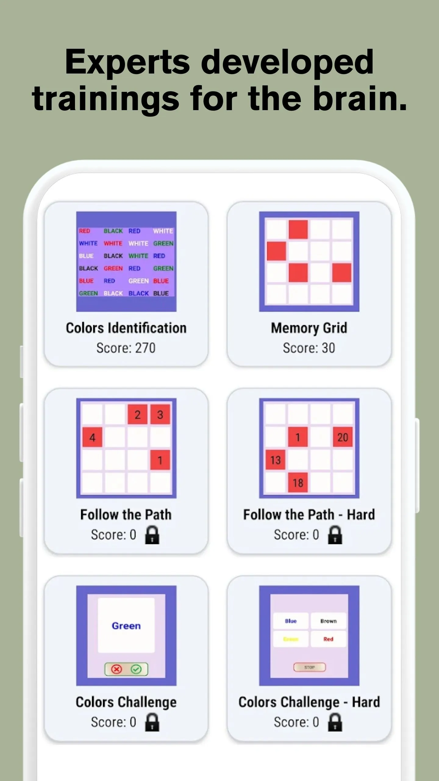 Memory game training session in Brain Gym